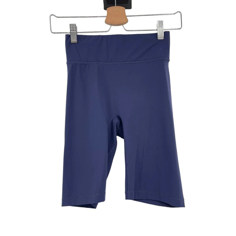 All Access Bandier Biker Shorts High Waisted Center Stage 9in Navy Blue Size XS‎